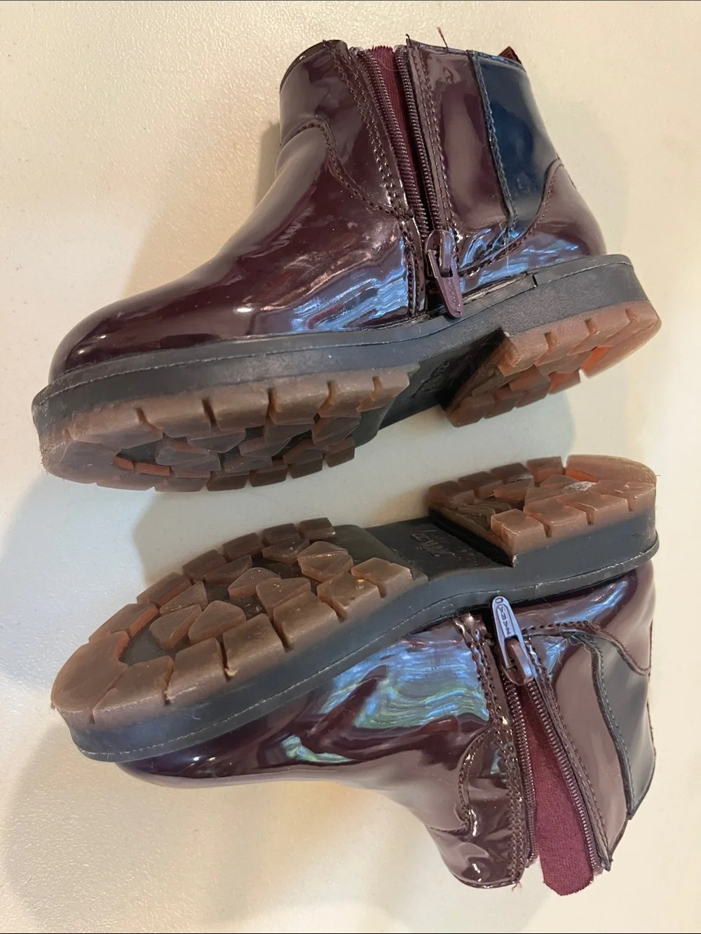Zara Girls Patent Burgundy Ankle Boots
